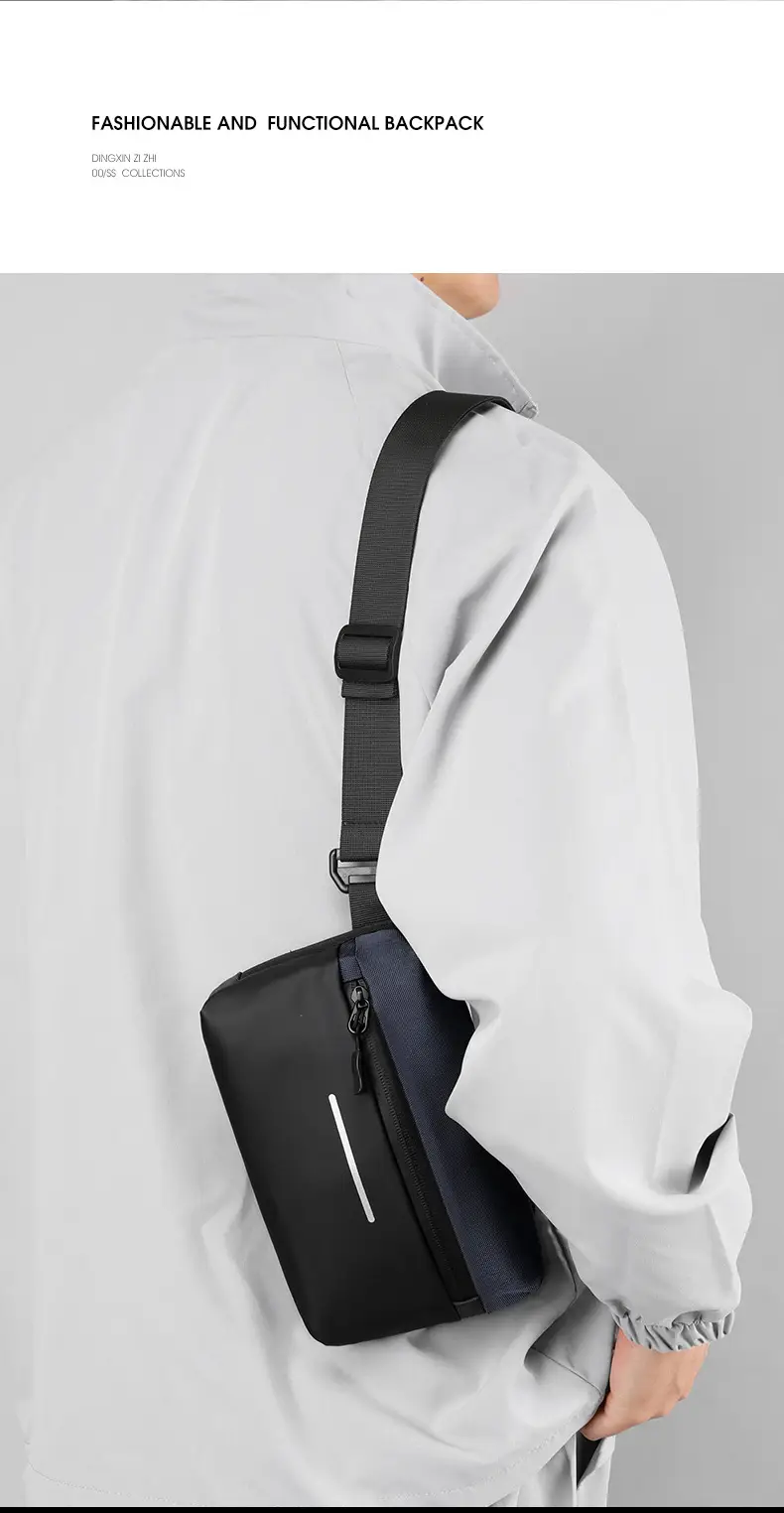 Men's Lightweight Crossbody Bag Black Textured — feature 6