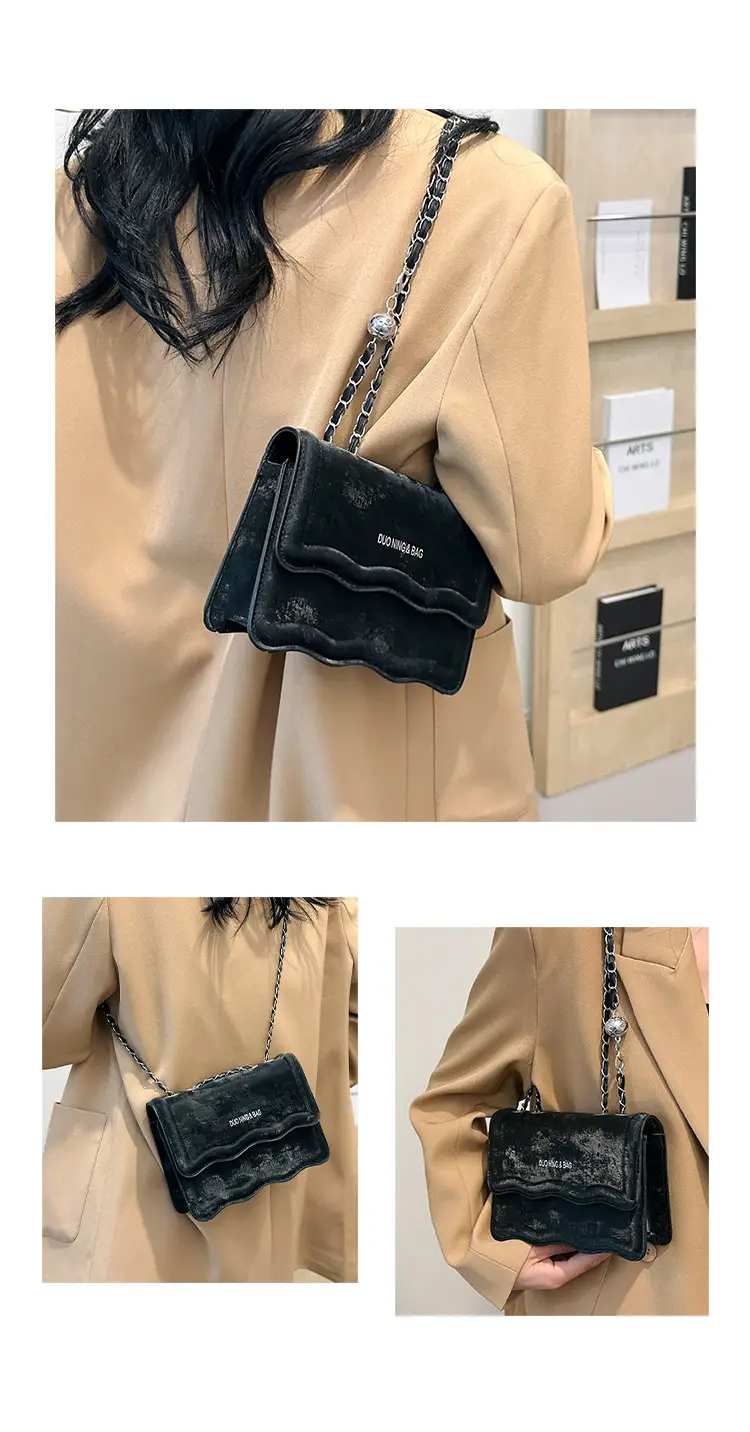 Black Retro Chain Shoulder Bag for Women — feature 27