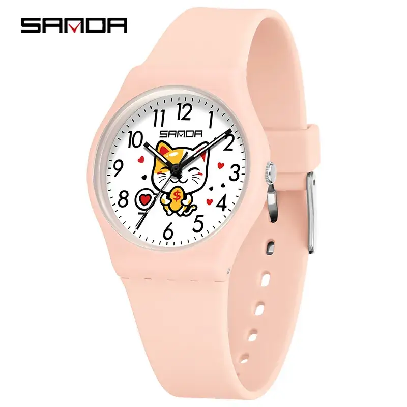 Sanda Fortune Cat Kids Watch Black Waterproof Quartz - Image 13
