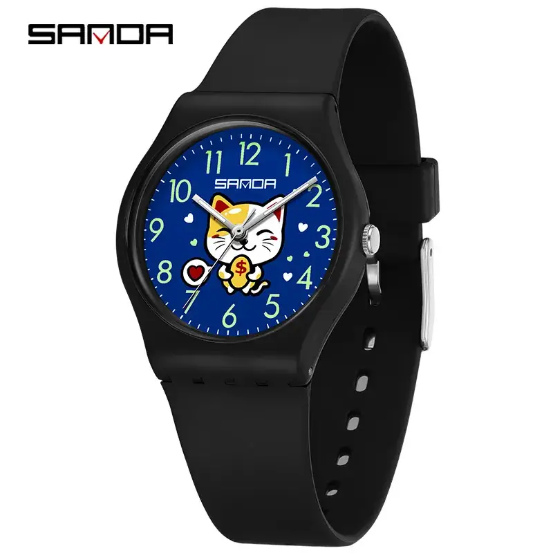 Sanda Fortune Cat Kids Watch Black Waterproof Quartz - Image 8
