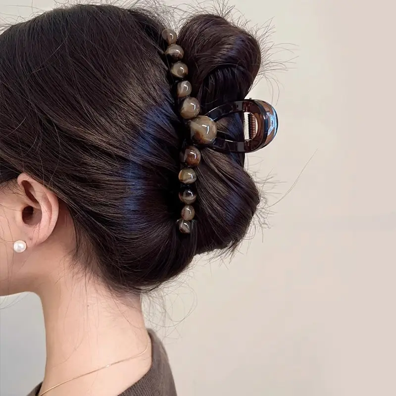 Retro Bead Hairpin with Shark Clip Design - Image 4