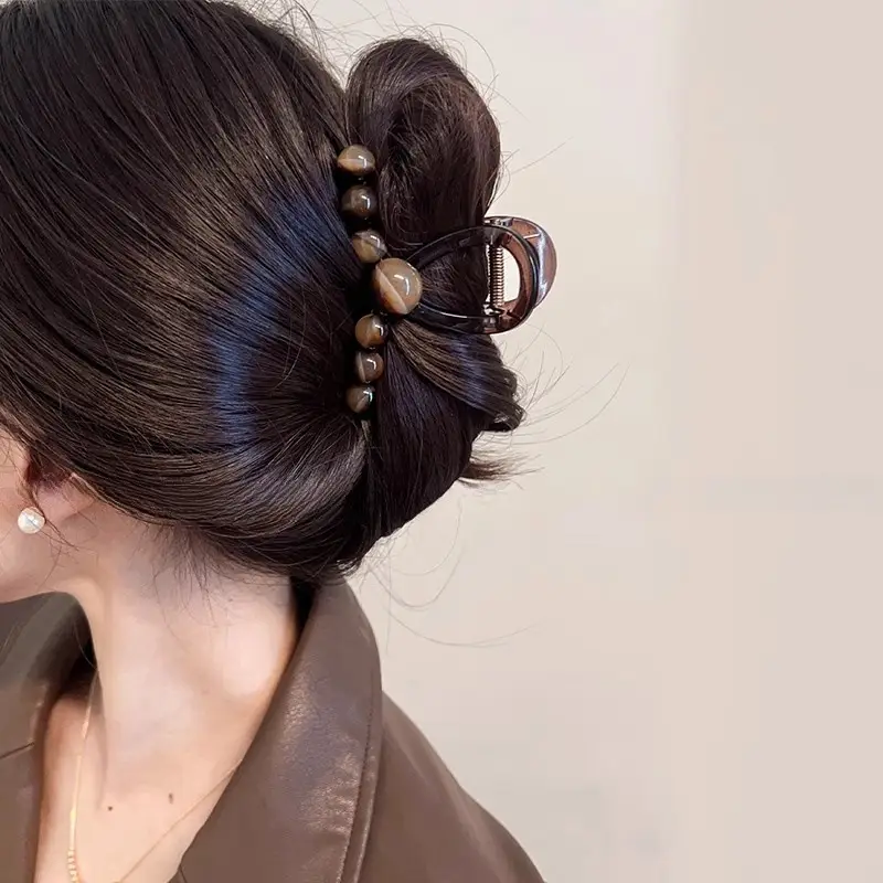 Retro Bead Hairpin with Shark Clip Design - Image 6