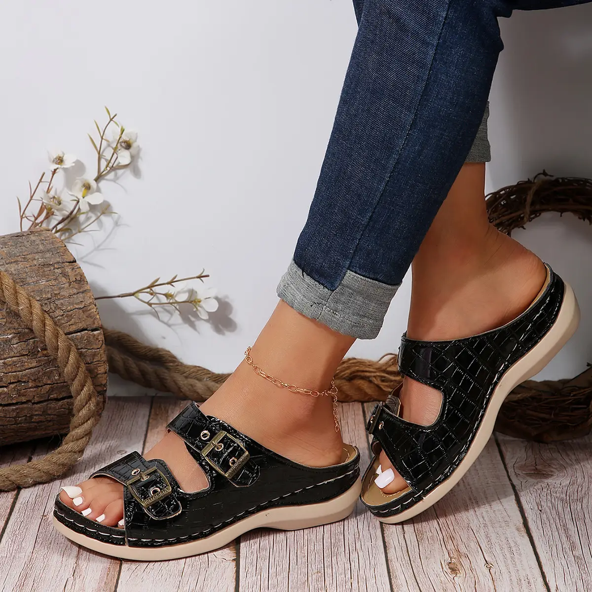 Women Plaid Hollow Metal Sandals 2024 Summer — feature 24