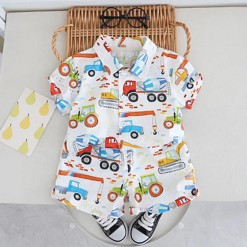 Children's Car Print T-Shirt Shorts Set Cotton Baby Summer - Image 5