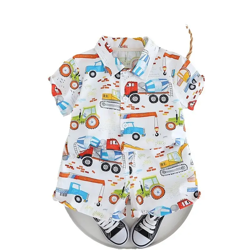 Children's Car Print T-Shirt Shorts Set Cotton Baby Summer - Image 6