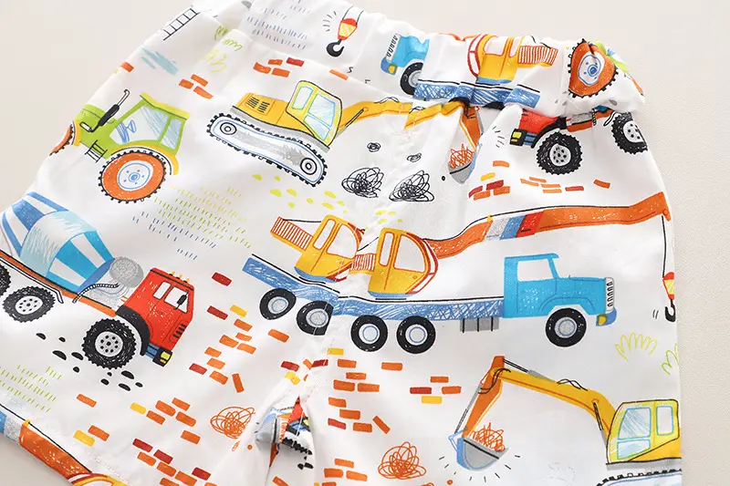 Children's Car Print T-Shirt Shorts Set Cotton Baby Summer — feature 11