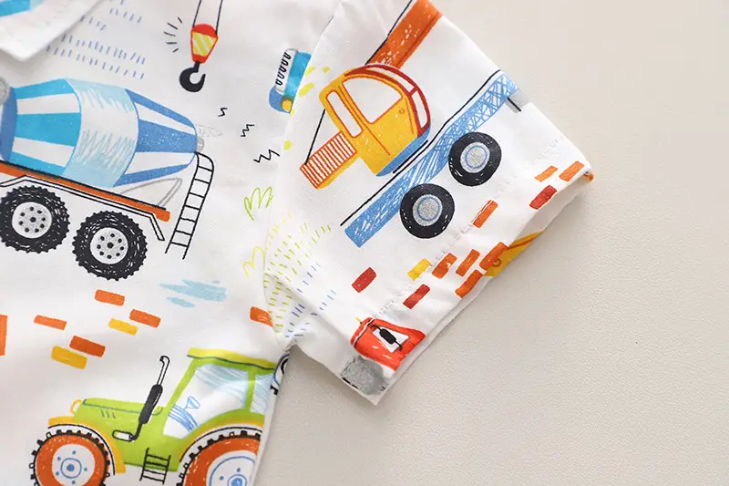 Children's Car Print T-Shirt Shorts Set Cotton Baby Summer — feature 3