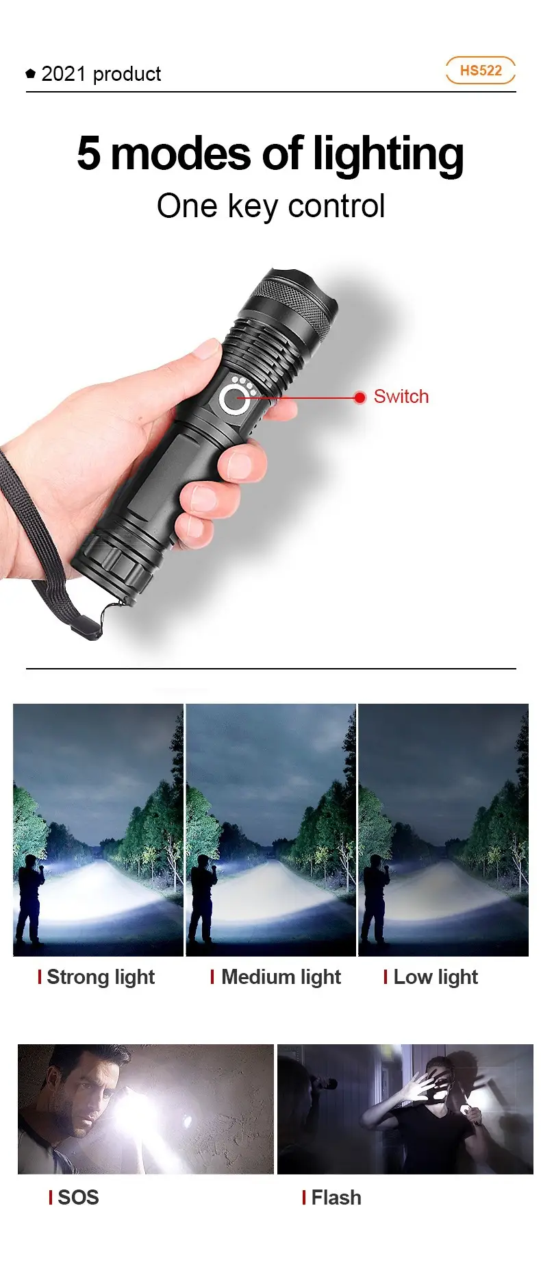 Aluminum Alloy LED Telescopic Zoom Flashlight — feature 13