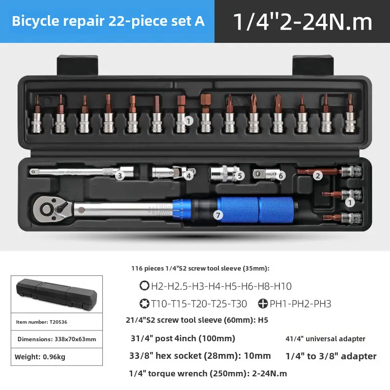 1/4 Torque Wrench for Bikes Motorcycles 24Nm Precision Tool Kit - Image 4