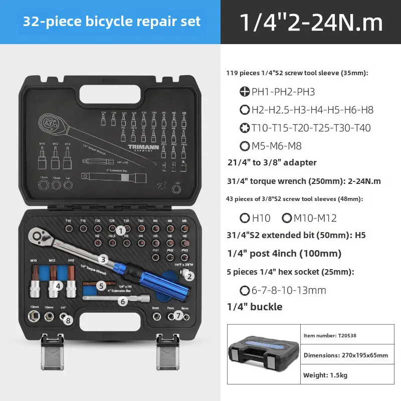 1/4 Torque Wrench for Bikes Motorcycles 24Nm Precision Tool Kit - Image 5