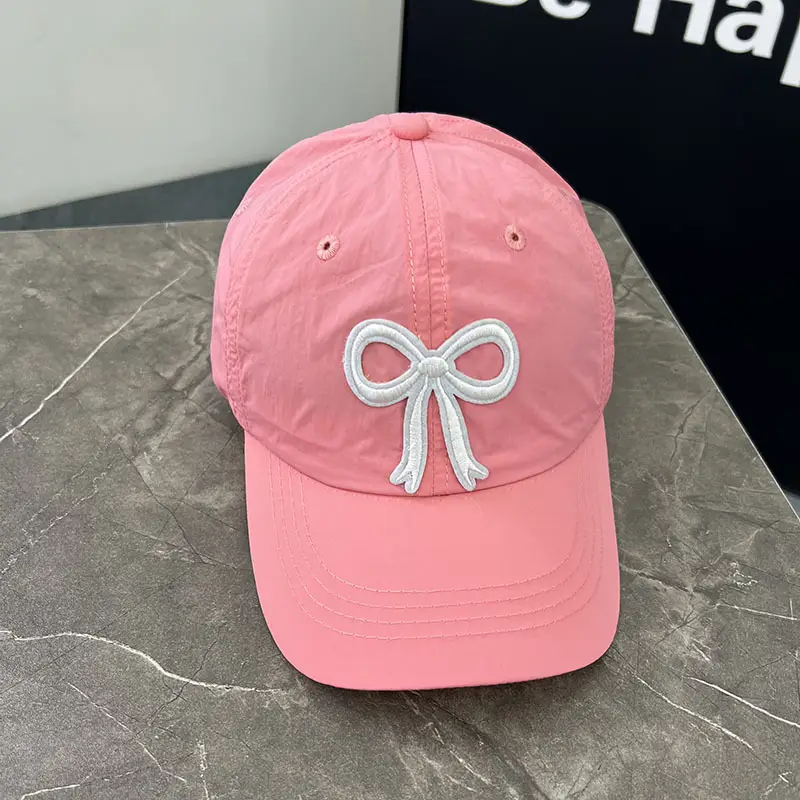 Blue Bow Embroidered Girls Cap 2024