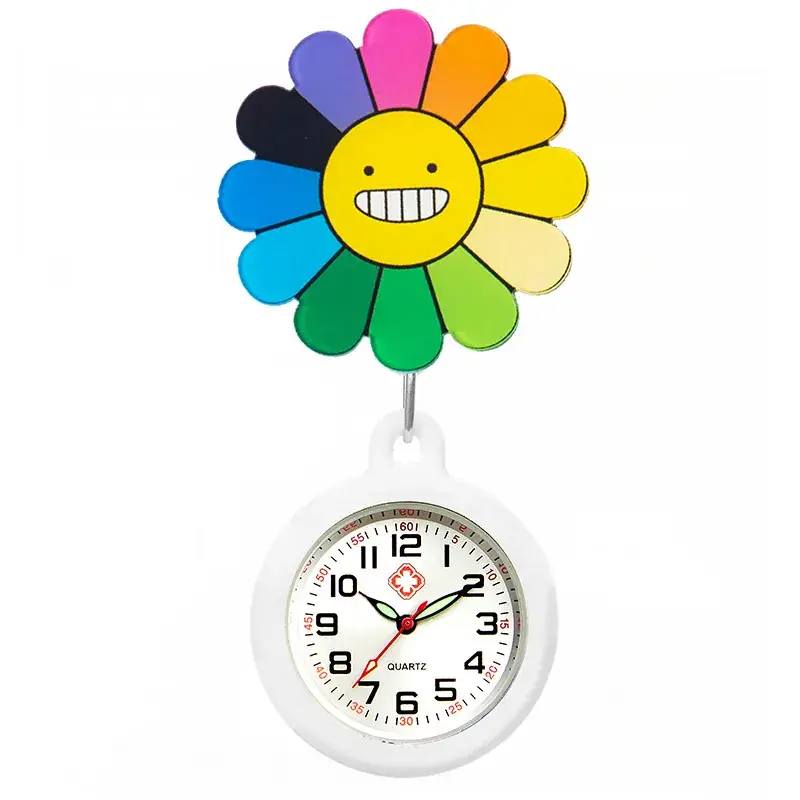 Colorful Nurse Pocket Watch with Flower Design - Image 100