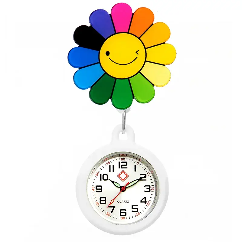 Colorful Nurse Pocket Watch with Flower Design - Image 15