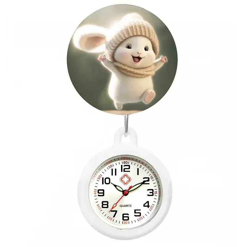 Colorful Nurse Pocket Watch with Flower Design - Image 3