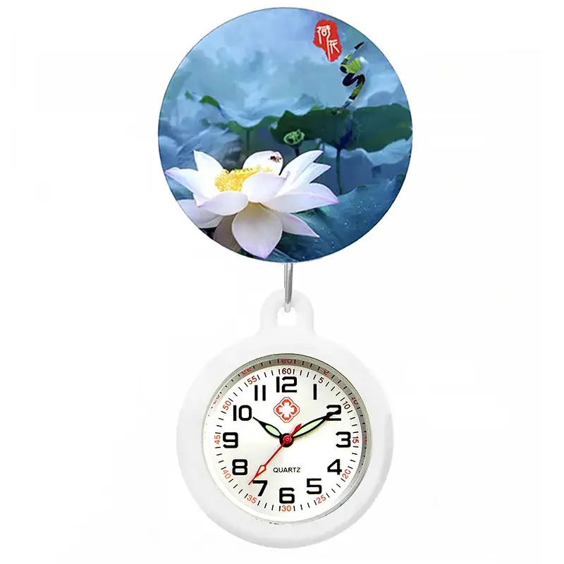 Colorful Nurse Pocket Watch with Flower Design - Image 31