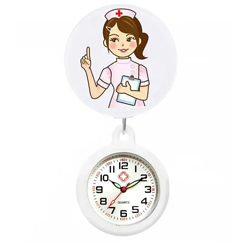 Colorful Nurse Pocket Watch with Flower Design - Image 36