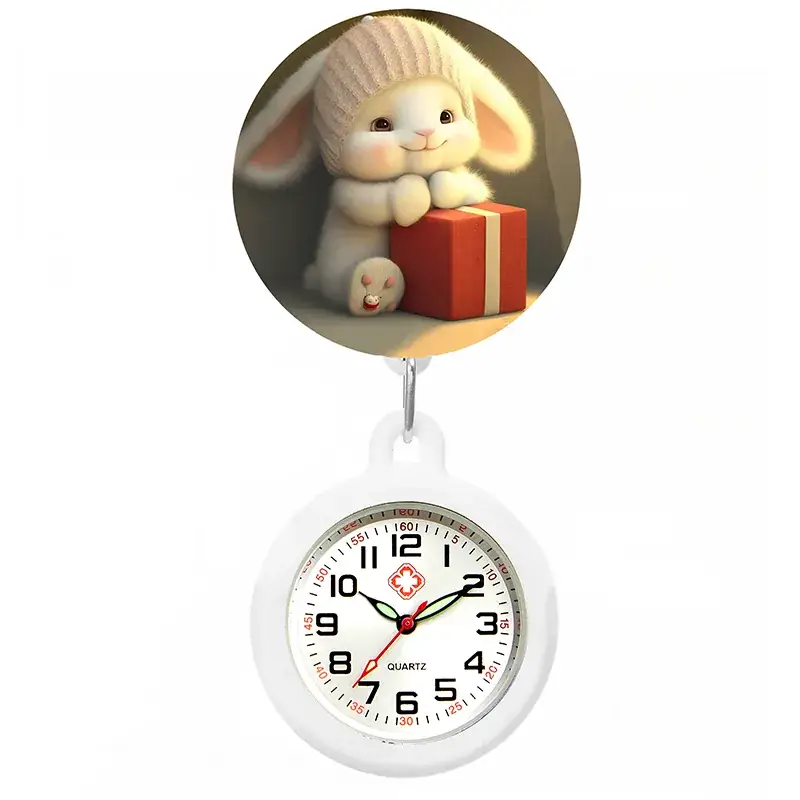 Colorful Nurse Pocket Watch with Flower Design - Image 4