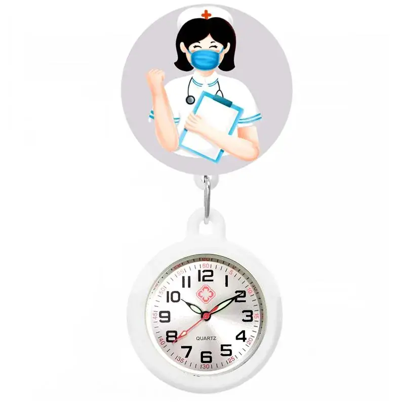 Colorful Nurse Pocket Watch with Flower Design - Image 43