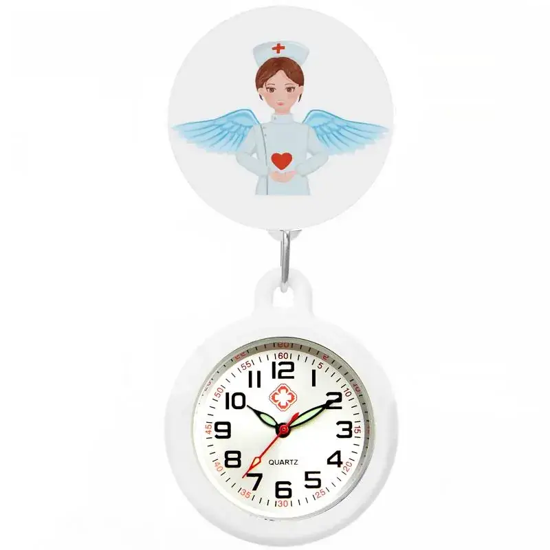 Colorful Nurse Pocket Watch with Flower Design - Image 46