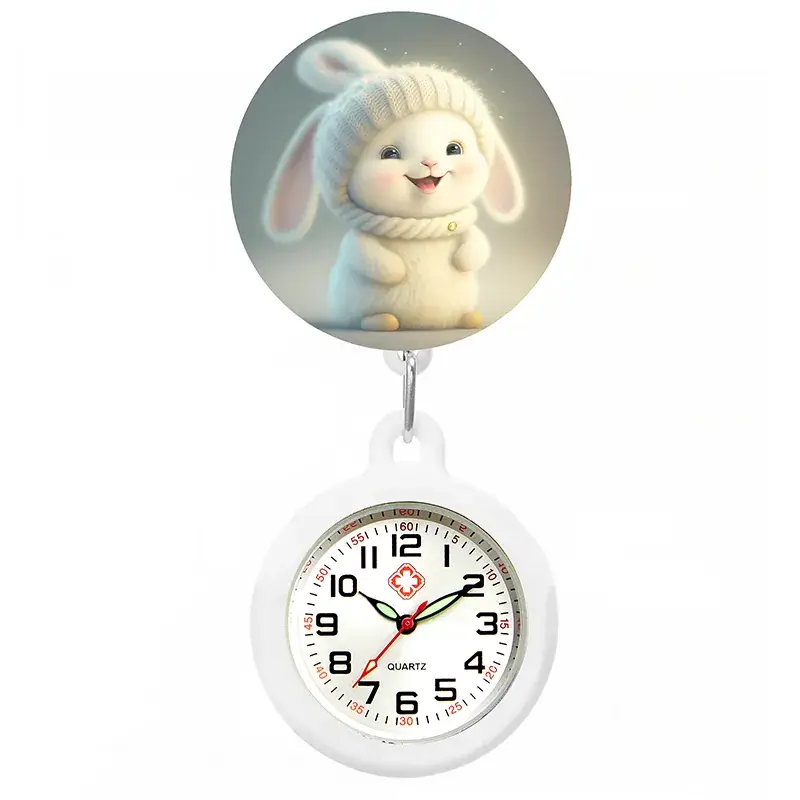 Colorful Nurse Pocket Watch with Flower Design - Image 5