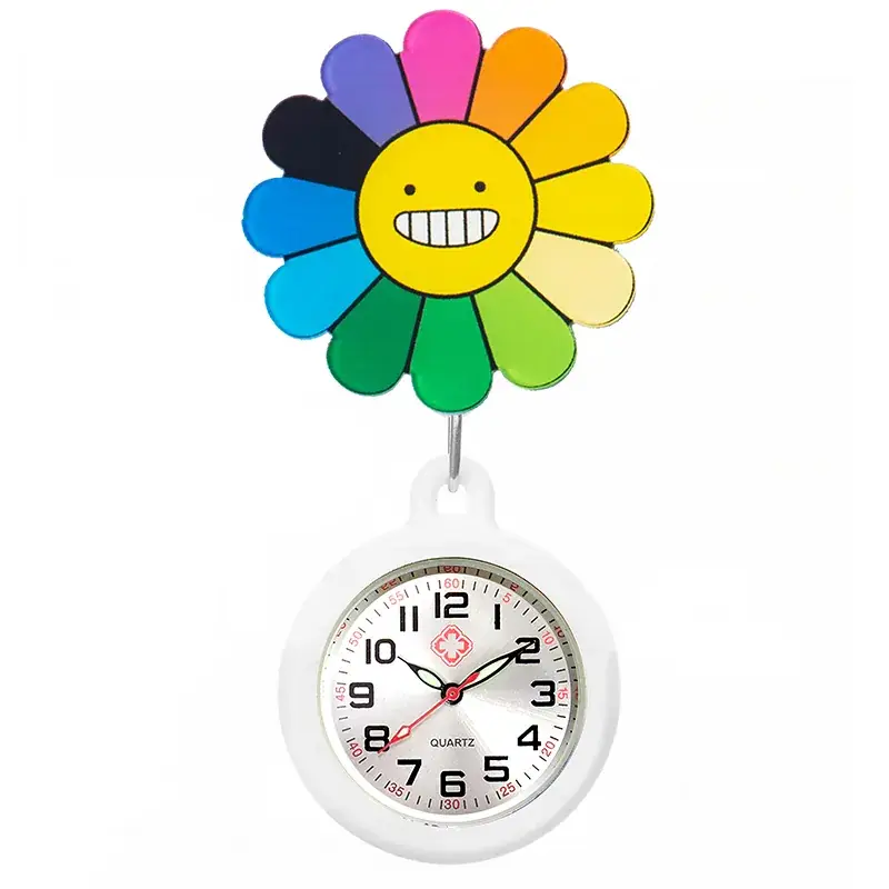 Colorful Nurse Pocket Watch with Flower Design - Image 66