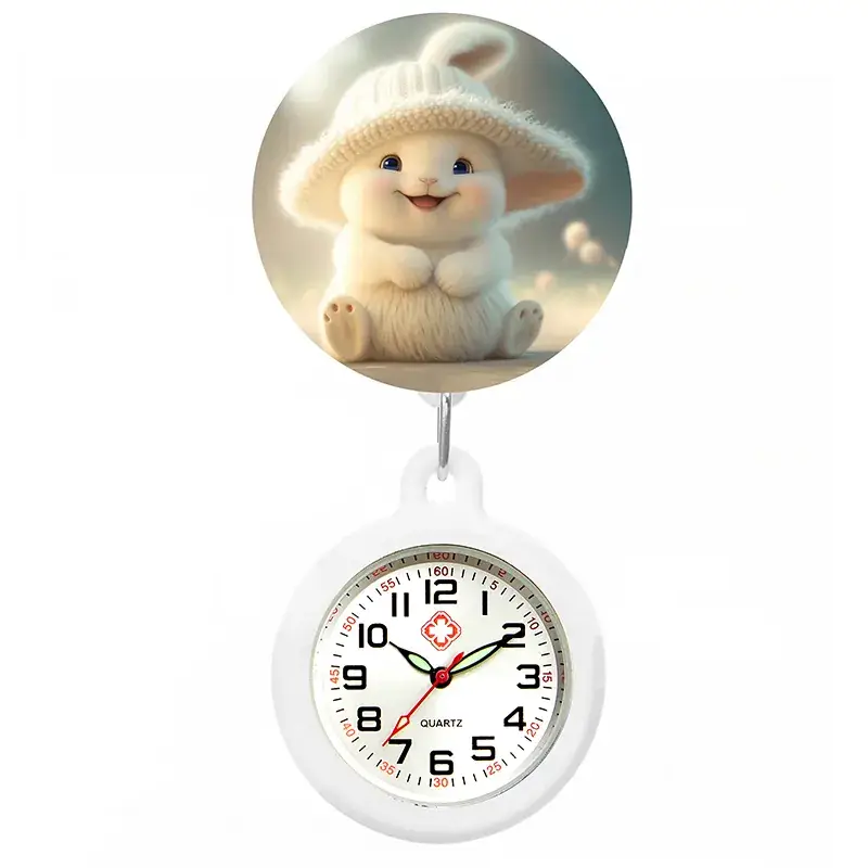 Colorful Nurse Pocket Watch with Flower Design - Image 7