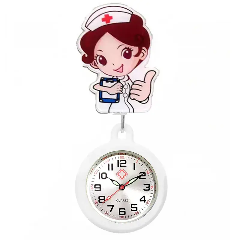 Colorful Nurse Pocket Watch with Flower Design - Image 74