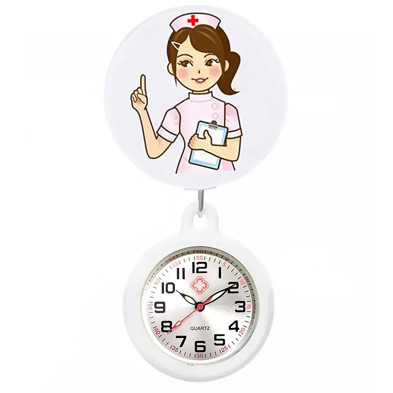 Colorful Nurse Pocket Watch with Flower Design - Image 75
