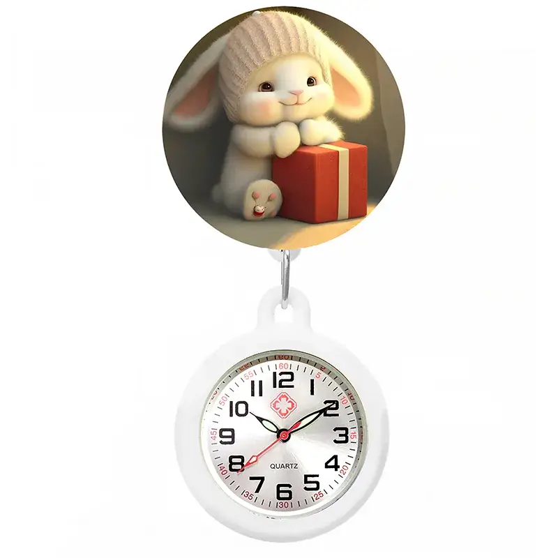 Colorful Nurse Pocket Watch with Flower Design - Image 87