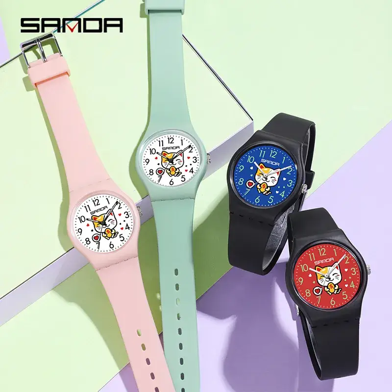 Sanda Cartoon Cat Digital Watch for Kids Waterproof - Image 10