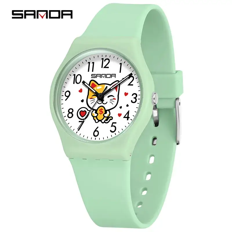 Sanda Cartoon Cat Digital Watch for Kids Waterproof - Image 2