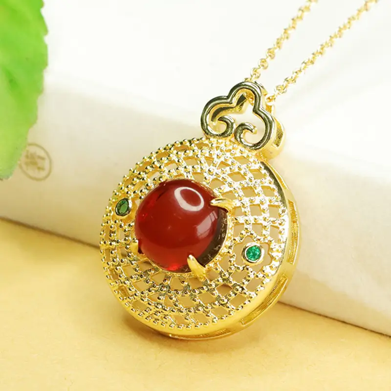 Aiyu Natural Amber Pendant Necklace for Women - Image 3