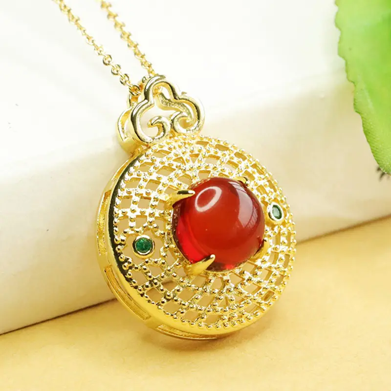Aiyu Natural Amber Pendant Necklace for Women - Image 4