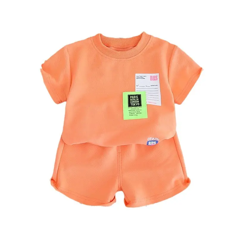 Children Cotton Short Sleeve Suit Green Summer Boys