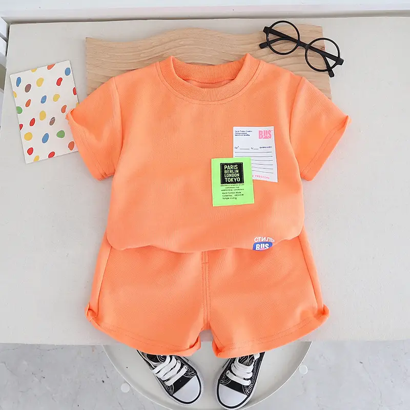 Children Cotton Short Sleeve Suit Green Summer Boys — feature 4