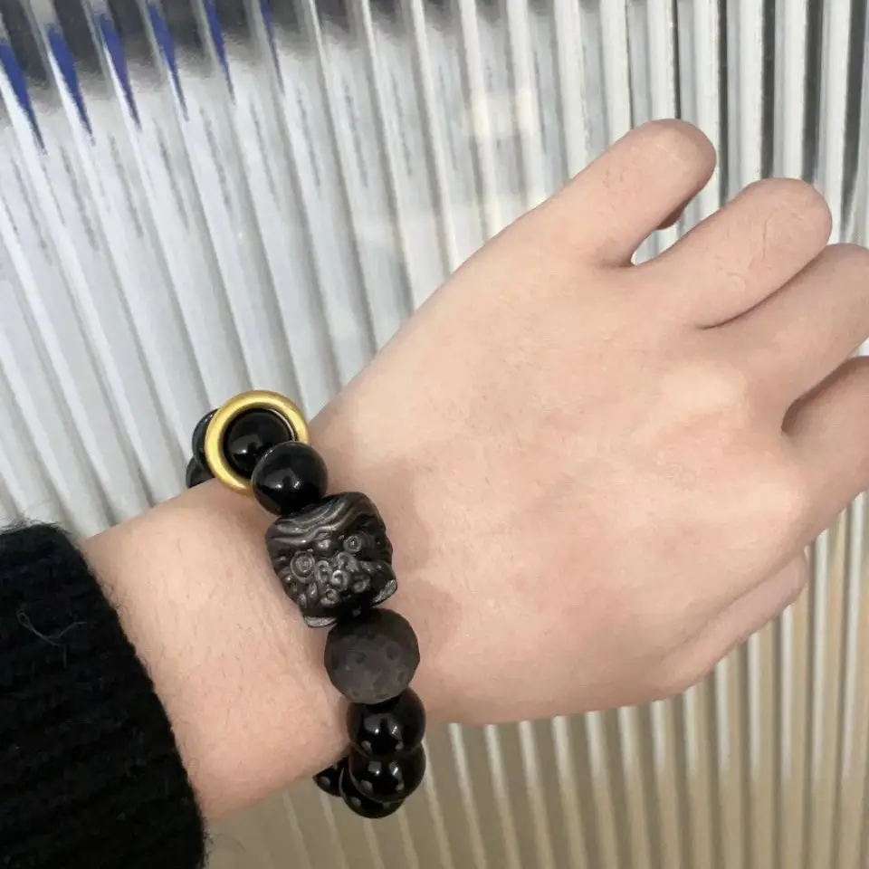 Obsidian Lion Awakening Silver Obsidian Gift Transfer Bracelet - Image 3