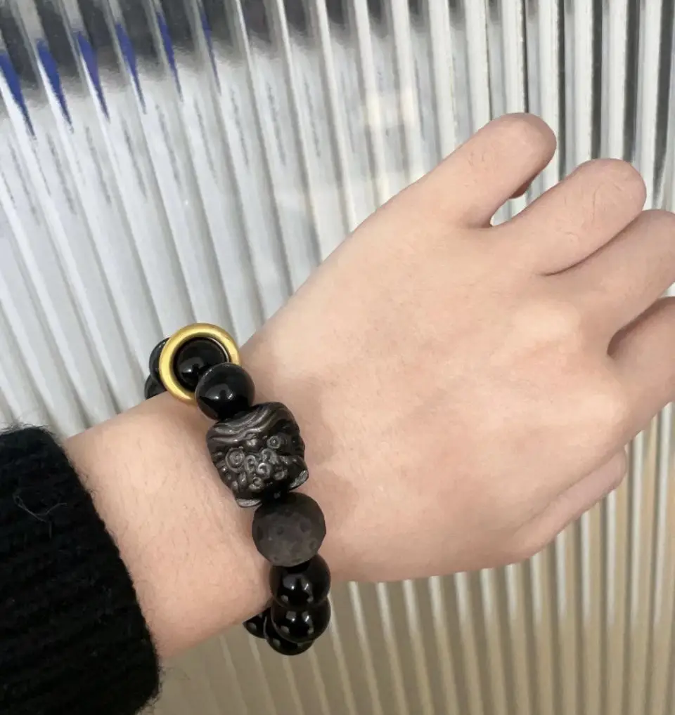 Obsidian Lion Awakening Silver Obsidian Gift Transfer Bracelet — feature 8
