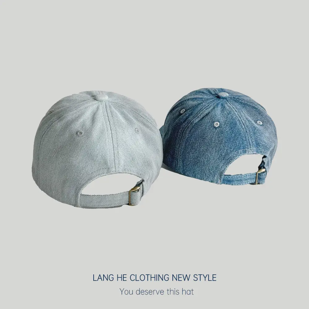 Women Blue Letter Denim Baseball Cap with Quote - Image 7