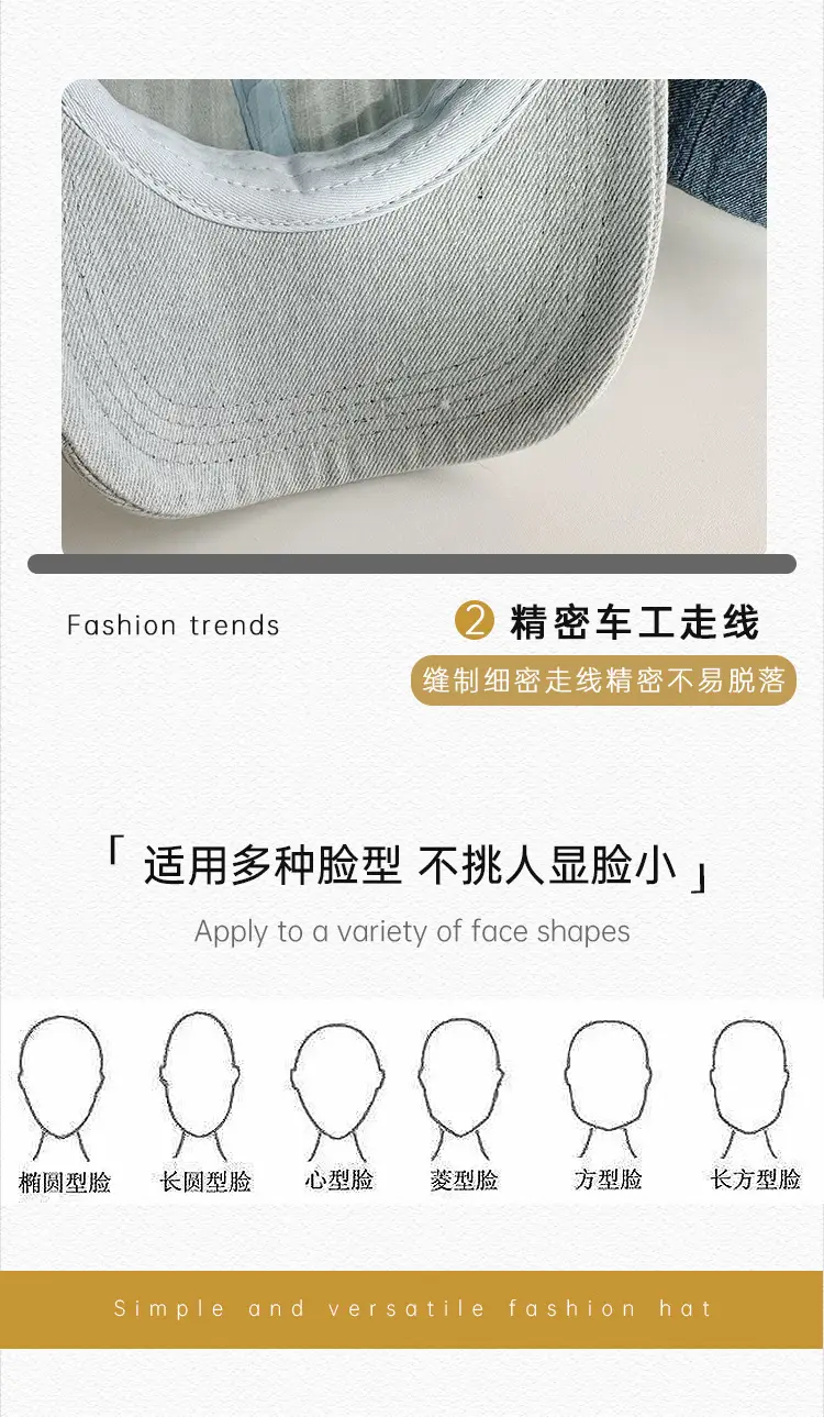 Women Blue Letter Denim Baseball Cap with Quote — feature 23