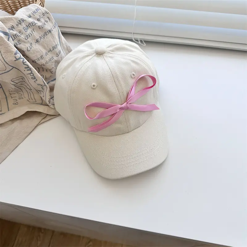 Lilac Bow Cap for Girls Sun Protection - Image 2