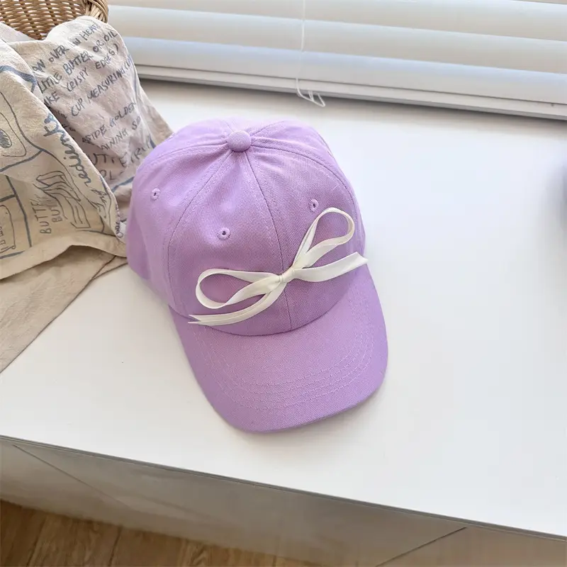 Lilac Bow Cap for Girls Sun Protection - Image 5