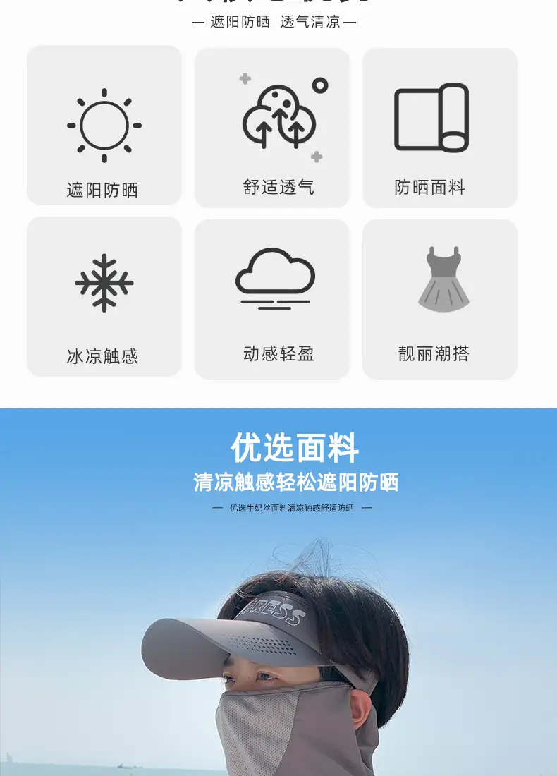 Summer Face Mask Shawl Neck Sun Hat for Men Women — feature 2