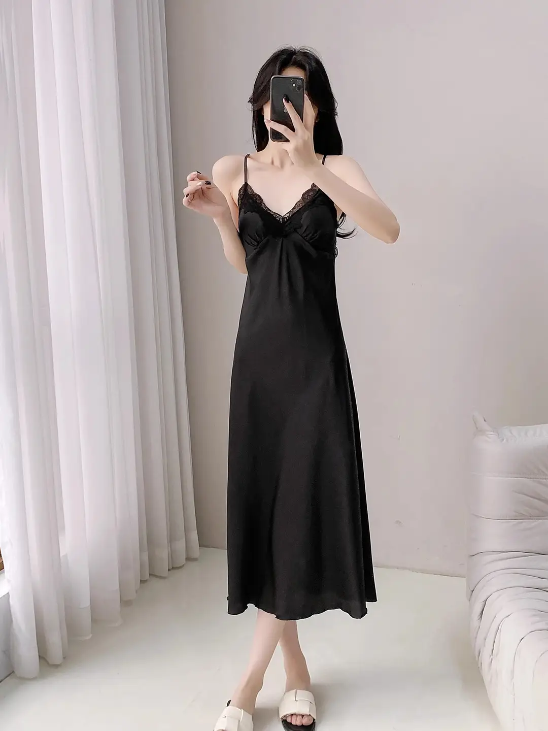 French Court Style Pajamas Women's Spring and Autumn High-grade Ice Silk Red Festive Year Bride Morning Gown Long Nightgown — feature 29