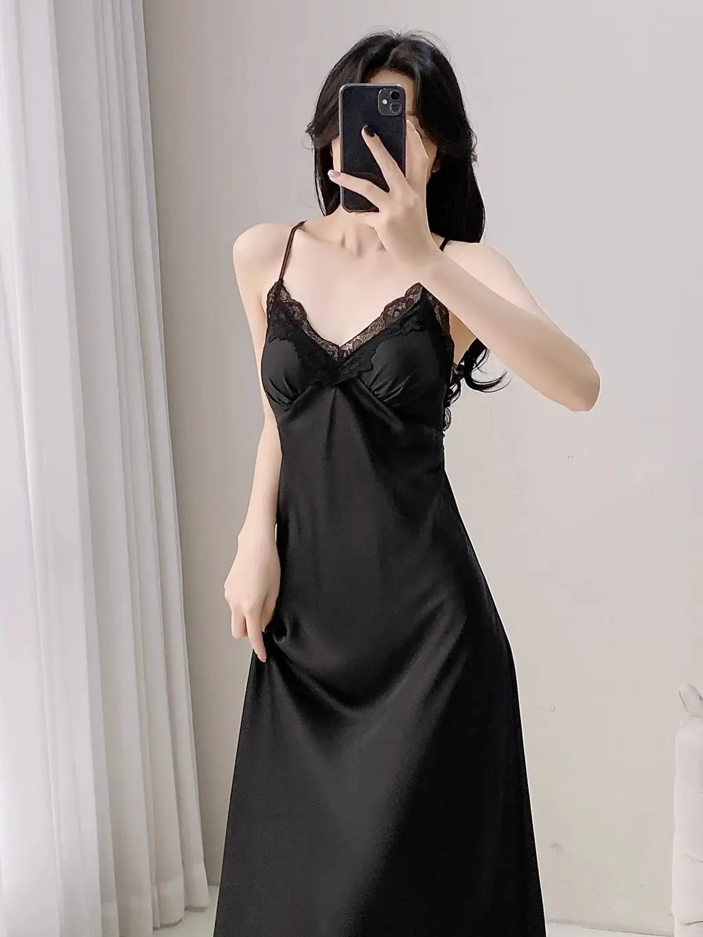 French Court Style Pajamas Women's Spring and Autumn High-grade Ice Silk Red Festive Year Bride Morning Gown Long Nightgown