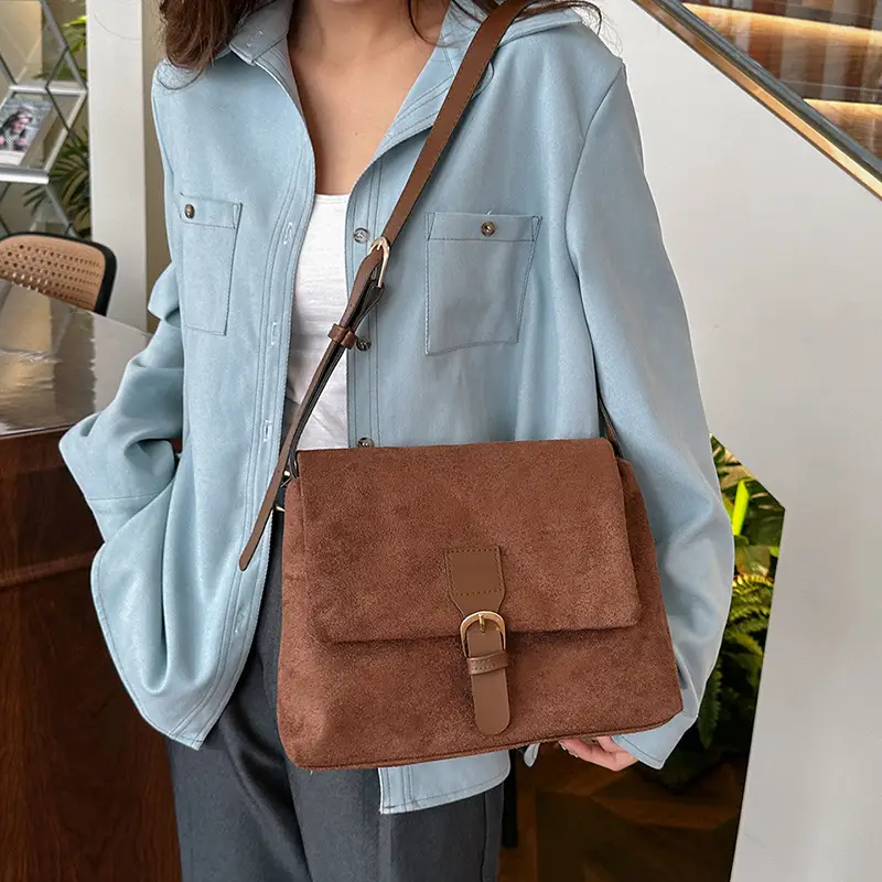 Women's Vintage Frosted Shoulder Crossbody Bag Brown 2025 - Image 5