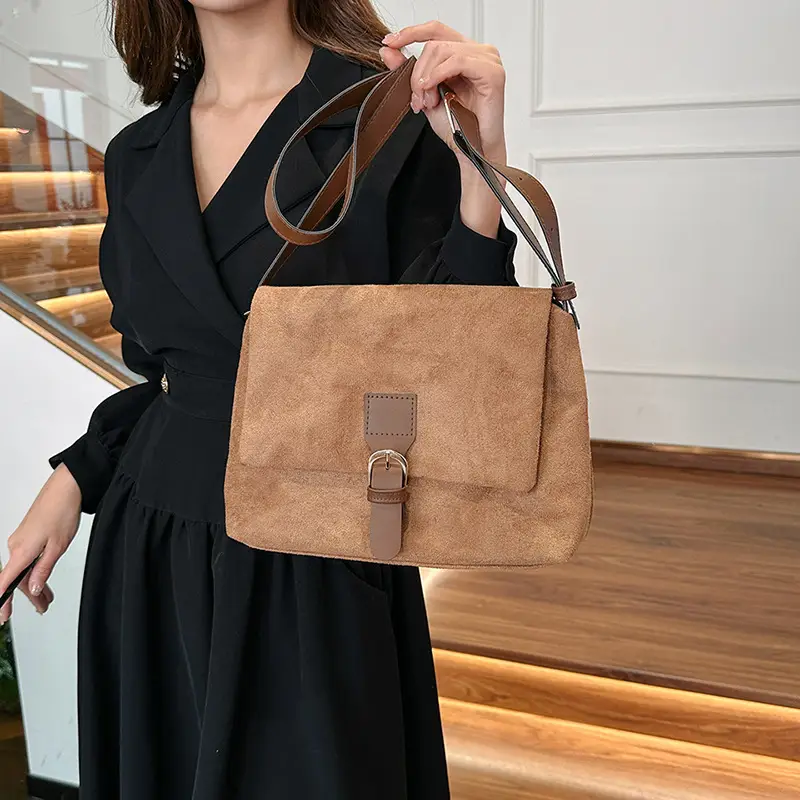 Women's Vintage Frosted Shoulder Crossbody Bag Brown 2025 - Image 6