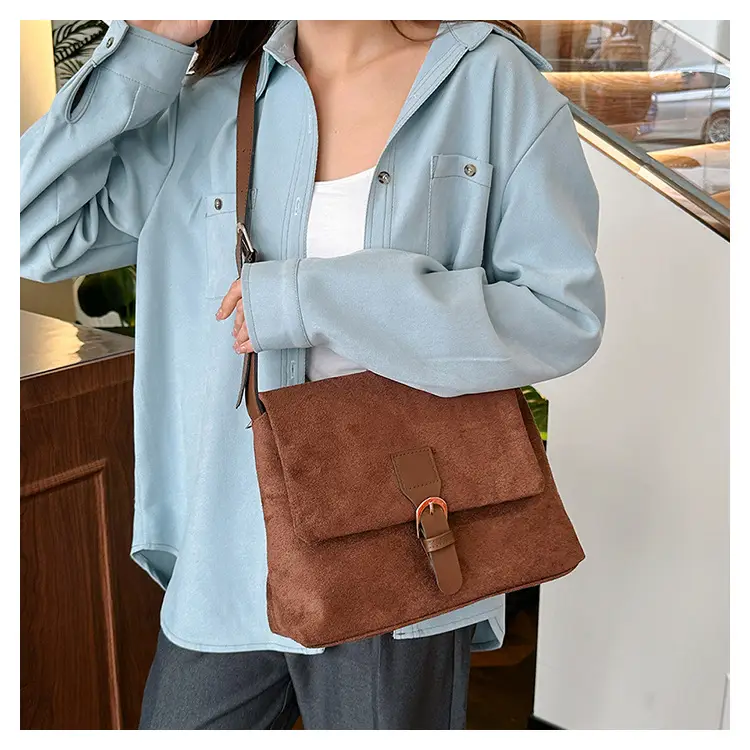 Women's Vintage Frosted Shoulder Crossbody Bag Brown 2025 — feature 21