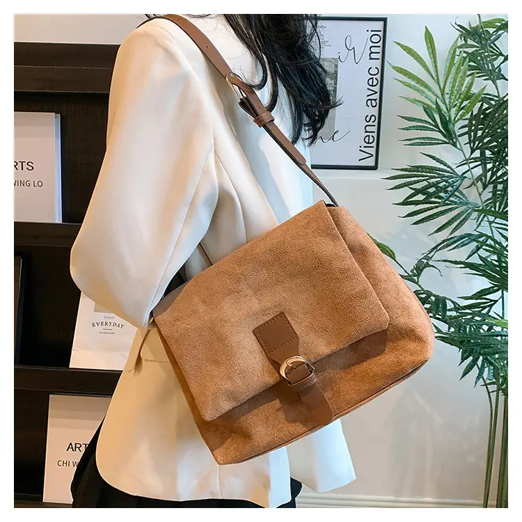 Women's Vintage Frosted Shoulder Crossbody Bag Brown 2025 — feature 30