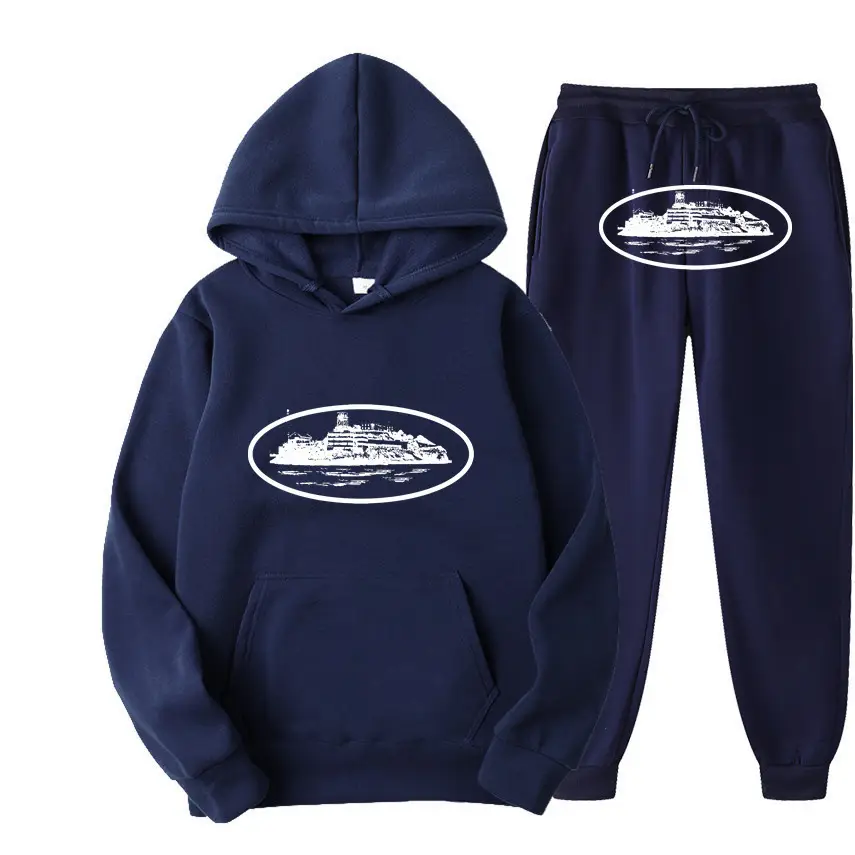 Women Navy Hoodie Pants Set Hip Hop Casual Winter - Image 10