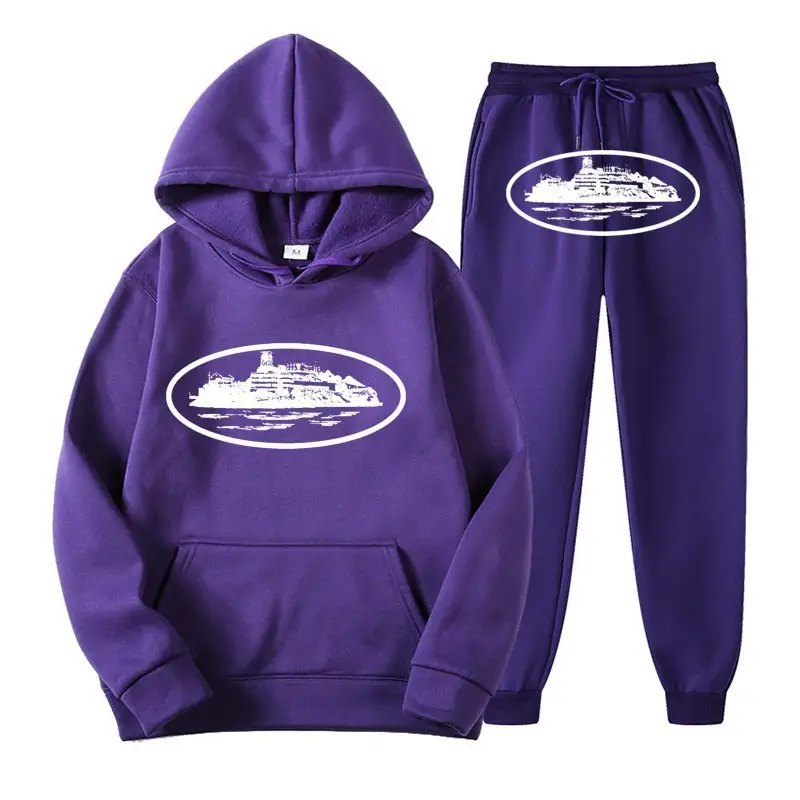Women Navy Hoodie Pants Set Hip Hop Casual Winter - Image 21